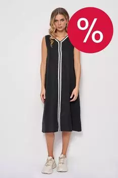 Платье льняное без рукавов с контрастной полосой ElectraStyle