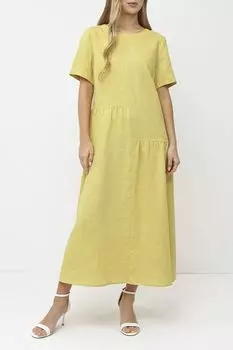 Платье льняное с коротким рукавом FABRETTI