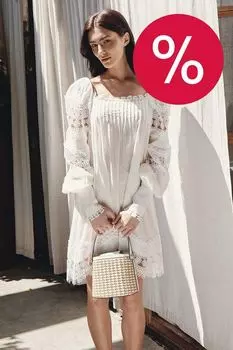 Платье льняное с круженой отделкой BELUCCI