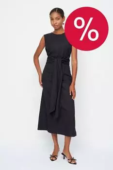 Платье льняное с поясом ElectraStyle