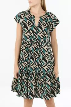 Платье льняное с V-вырезом и принтом OVS