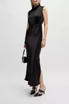 Платье макси атласное с завязкой на шее HUGO
