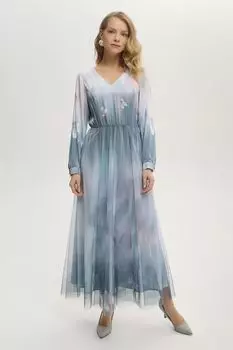 Платье макси из органзы с принтом Небесные грёзы ALEXANDER BOGDANOV