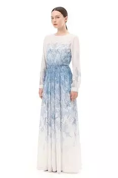 Платье макси из воздушного шифона с принтом ALEXANDER BOGDANOV