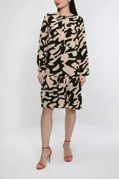 Платье миди из вискозы с принтом Comma