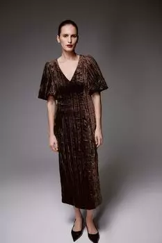 Платье миди из жатого бархата DAISYKNIT