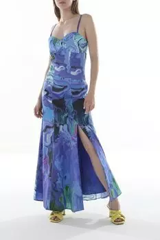 Платье миди на бретелях из поплина с принтом Desigual