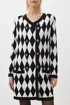 Платье мини вязаное с карманами и принтом KSI KSI