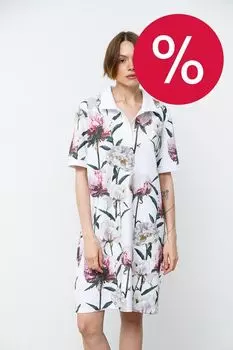 Платье-поло хлопковое с принтом Брызги волн аромата пионов ARTOGRAPH