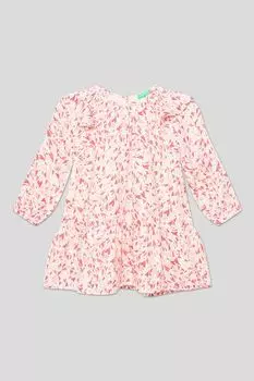 Платье расклешенное с оборками и принтом Benetton