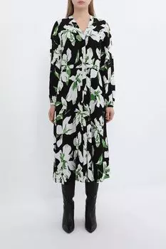 Платье-рубашка c v-вырезом и цветочным принтом Comma