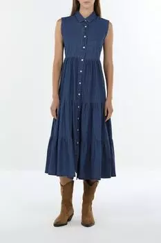 Платье-рубашка джинсовое без рукавов и юбкой с воланами OVS