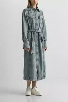 Платье-рубашка джинсовое с поясом BOSS