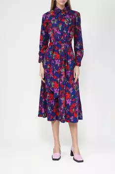 Платье-рубашка хлопковое с цветочным принтом Piombo