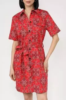 Платье-рубашка хлопковое с принтом на поясе BELUCCI