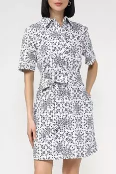 Платье-рубашка хлопковое с принтом на поясе BELUCCI