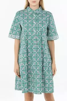 Платье-рубашка хлопковое с принтом расклешенное OVS