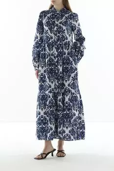 Платье-рубашка хлопковое с принтом свободного кроя Piombo