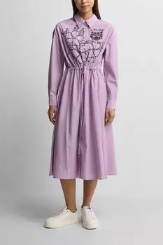 Платье-рубашка хлопковое с вышивкой на кулиске COLORPLAY