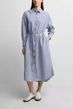 Платье-рубашка хлопковое в полоску с поясом PEPE JEANS