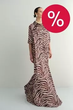 Платье-рубашка из хлопка и шелка с принтом LAROOM