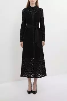 Платье-рубашка кружевное с поясом BELUCCI