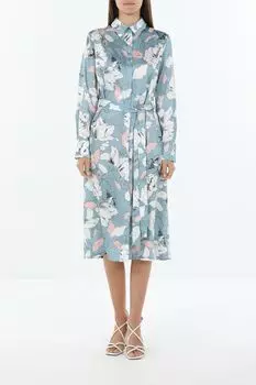 Платье-рубашка с цветочным принтом на поясе SABRINA SCALA