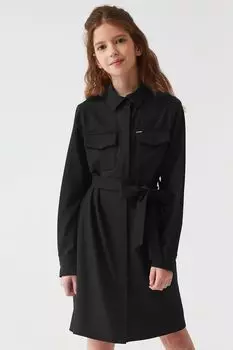 Платье-рубашка с карманами и поясом Smena