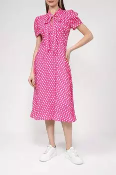 Платье с бантом на груди и принтом в горох BELUCCI