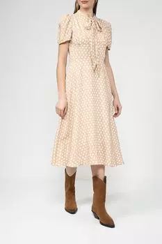 Платье с бантом на груди и принтом в горох BELUCCI