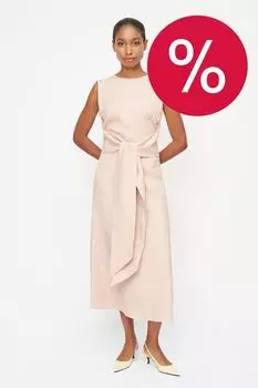 Платье с добавлением льна с драпировкой спереди ElectraStyle