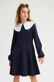 Платье с контрастным воротником и расклешенной юбкой SMENA