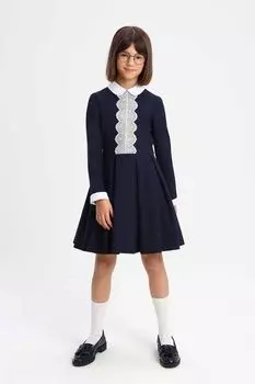 Платье с кружевной аппликацией на груди со съемным воротником SMENA