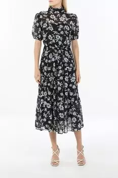 Платье с пышным рукавом и принтом BELUCCI