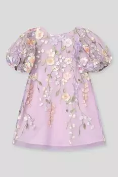 Платье с пышным рукавом и вышивкой на тюле Choupette
