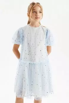 Платье с пышными рукавами из тюля с принтом Silver Spoon Ceremony