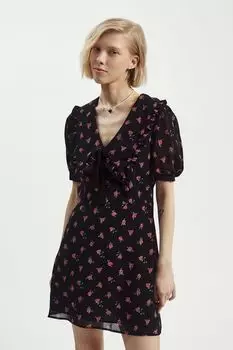 Платье с рукавами фонариками и воротником с рюшами Nume