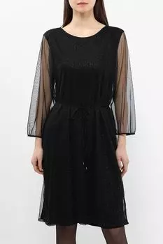 Платье с рукавами из сетки и стразами Comma