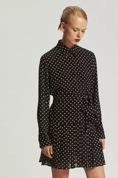 Платье с юбкой в складку и принтом горох Nume