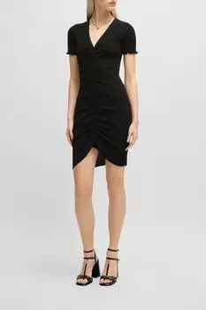 Платье с v-образным вырезом и сборкой спереди HUGO