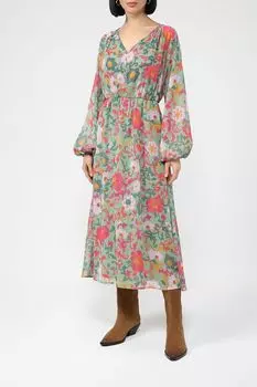 Платье с V-вырезом и цветочным принтом Emme Marella