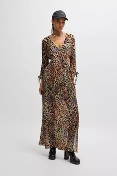 Платье с v-вырезом и кулиской на рукавах HUGO