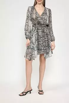 Платье с V-вырезом со змеиным принтом Rinascimento