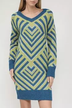 Платье с V-вырезом вязаное с орнаментом FRACOMINA