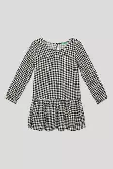 Платье с воланам и мелким принтом Benetton