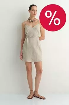 Платье-сарафан льняное с поясом LAROOM