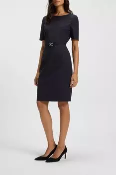 Платье шерстяное с поясом BOSS