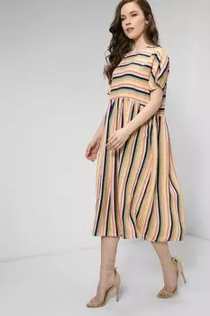 Платье свободного кроя из вискозы в полоску BELUCCI