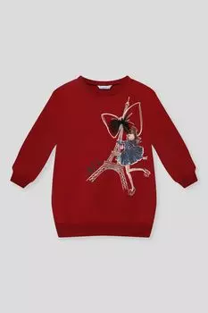 Платье-толстовка хлопковое с принтом Mayoral