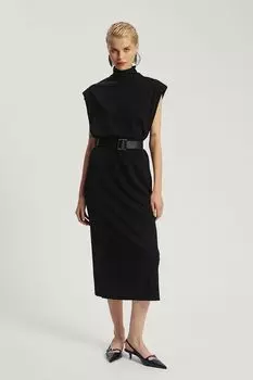 Платье трикотажное без рукавов с воротником стойкой Nume